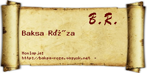 Baksa Róza névjegykártya